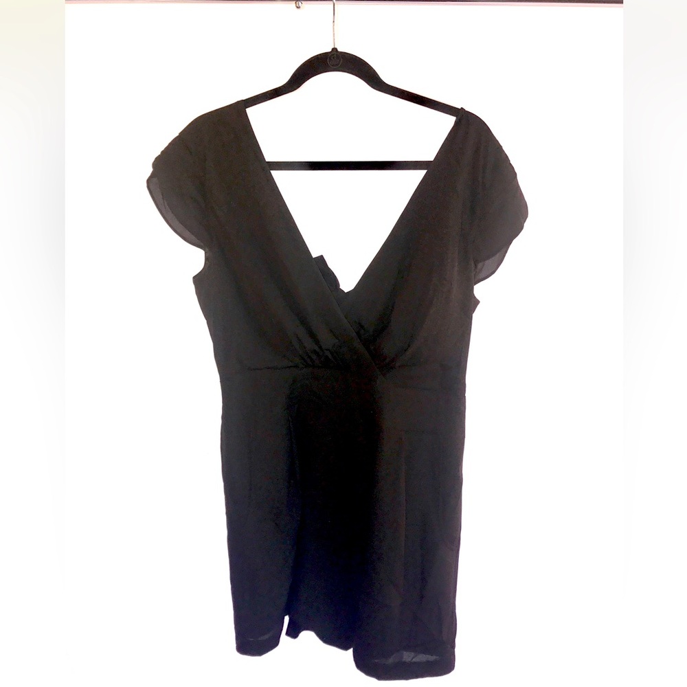 Black Bebe Romper with Tie Back